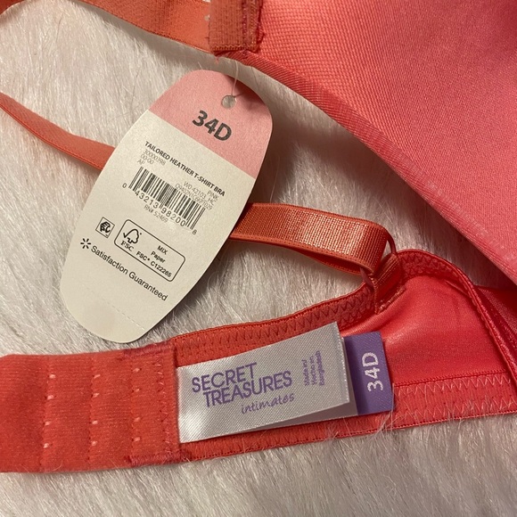 Secret‎ Treasures Bra Womens Size 34D Pink T-Shirt Underwire Thin Padding - Picture 7 of 7